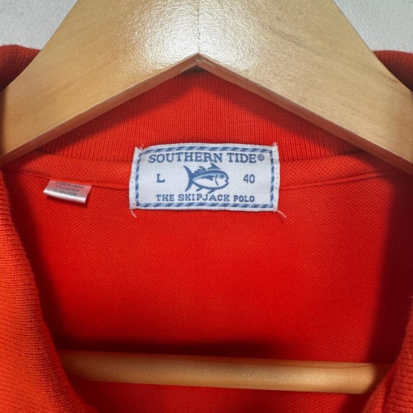 Clemson Tigers Southern Tide Skipjack Polo Men Large ORANGE Cotton Stretch Paw - Picture 5 of 10